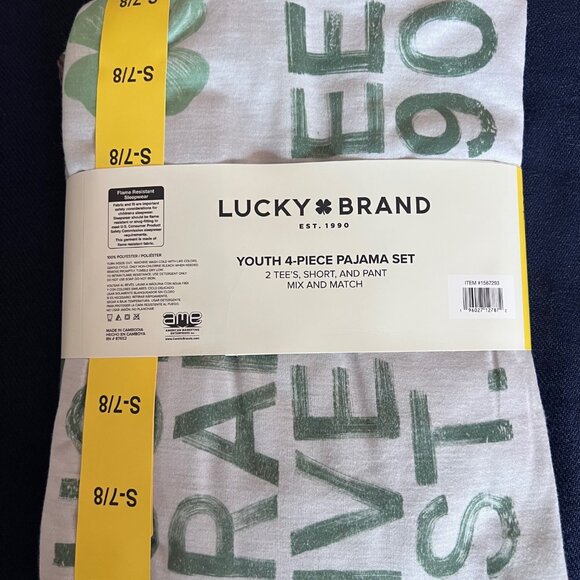 Lucky Brand Youth 4-piece Pajama Set Green Size (Small - 7/8) - Picture 8 of 9